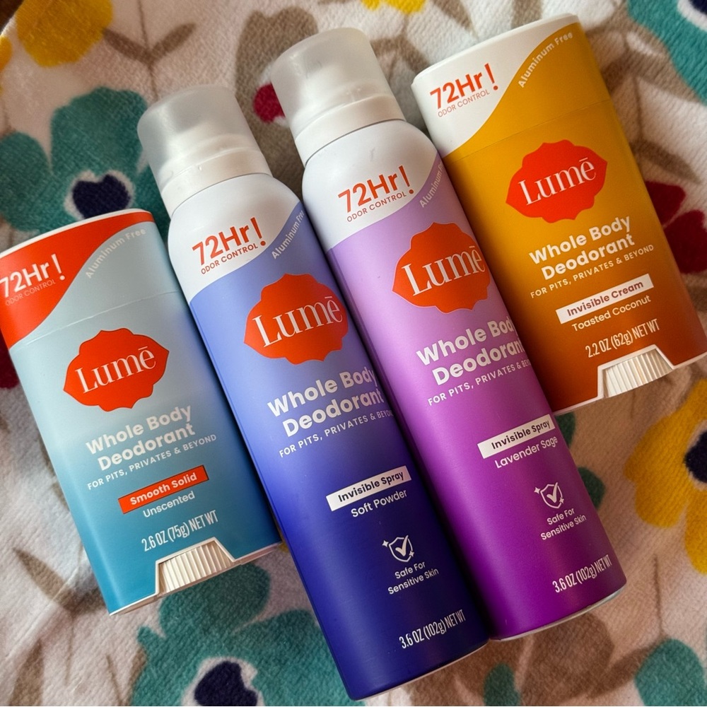 Variety Bundle of 4 LUME Whole Body Deodorant Bundle + Free Gift
